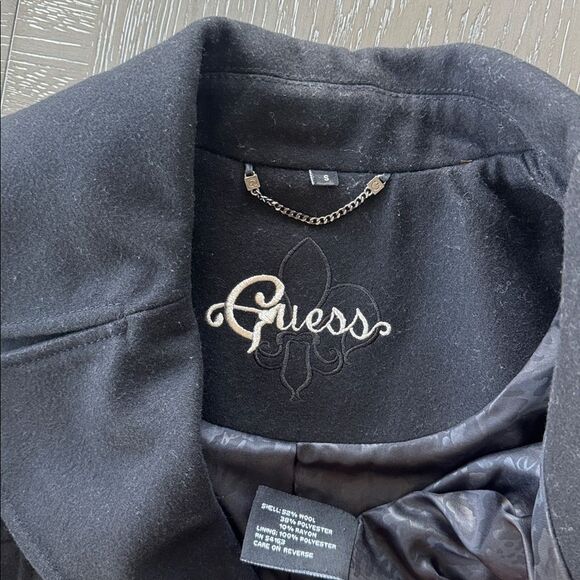 Guess Women's Elegant Black Wool Blend Peacoat Mid-Length Lined Coat Size S EUC - Picture 4 of 15